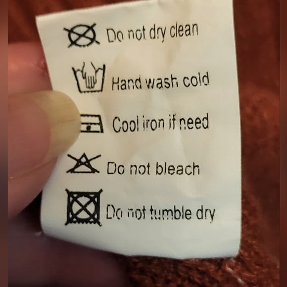 Elegant Rust Cowl Neck Cable Knit Midi Sweater Dress - Size XL - Picture 4 of 6